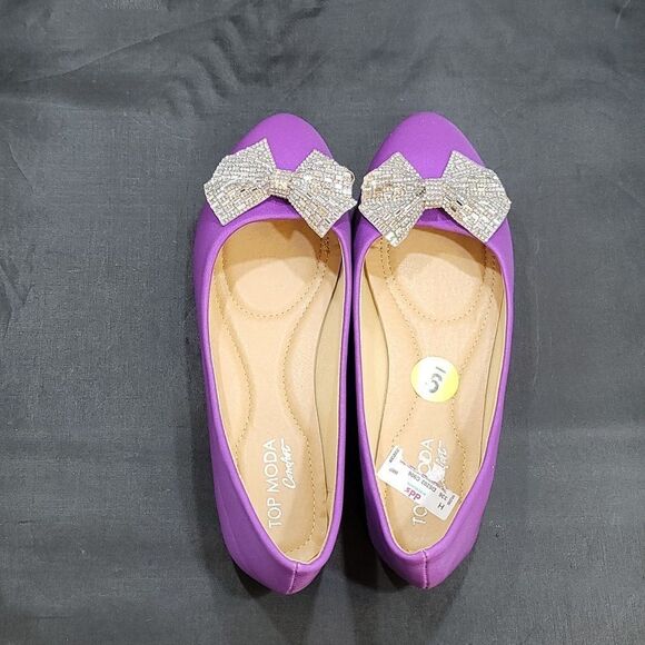BRAND NEW TOP-MODA RHINESTONE BOWNOT ALMOND TOE FLATS - Picture 6 of 14